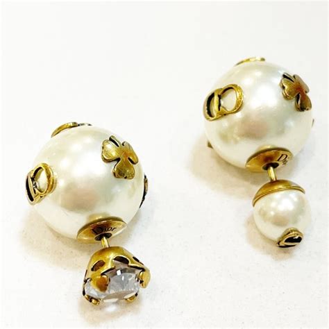 Pendientes Dior Tribales Crystal Faux Pearl Tono Oro .